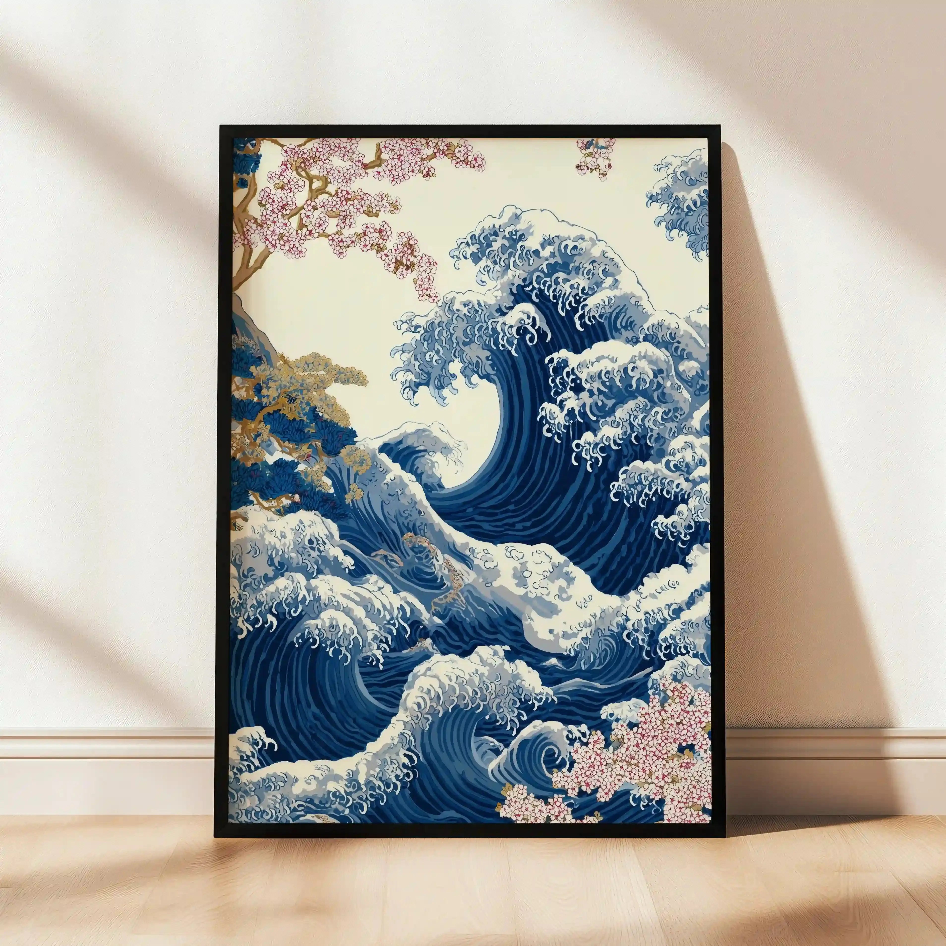 Tableau Vague Japonaise – Sakura & Océan – Art Japonais Mural