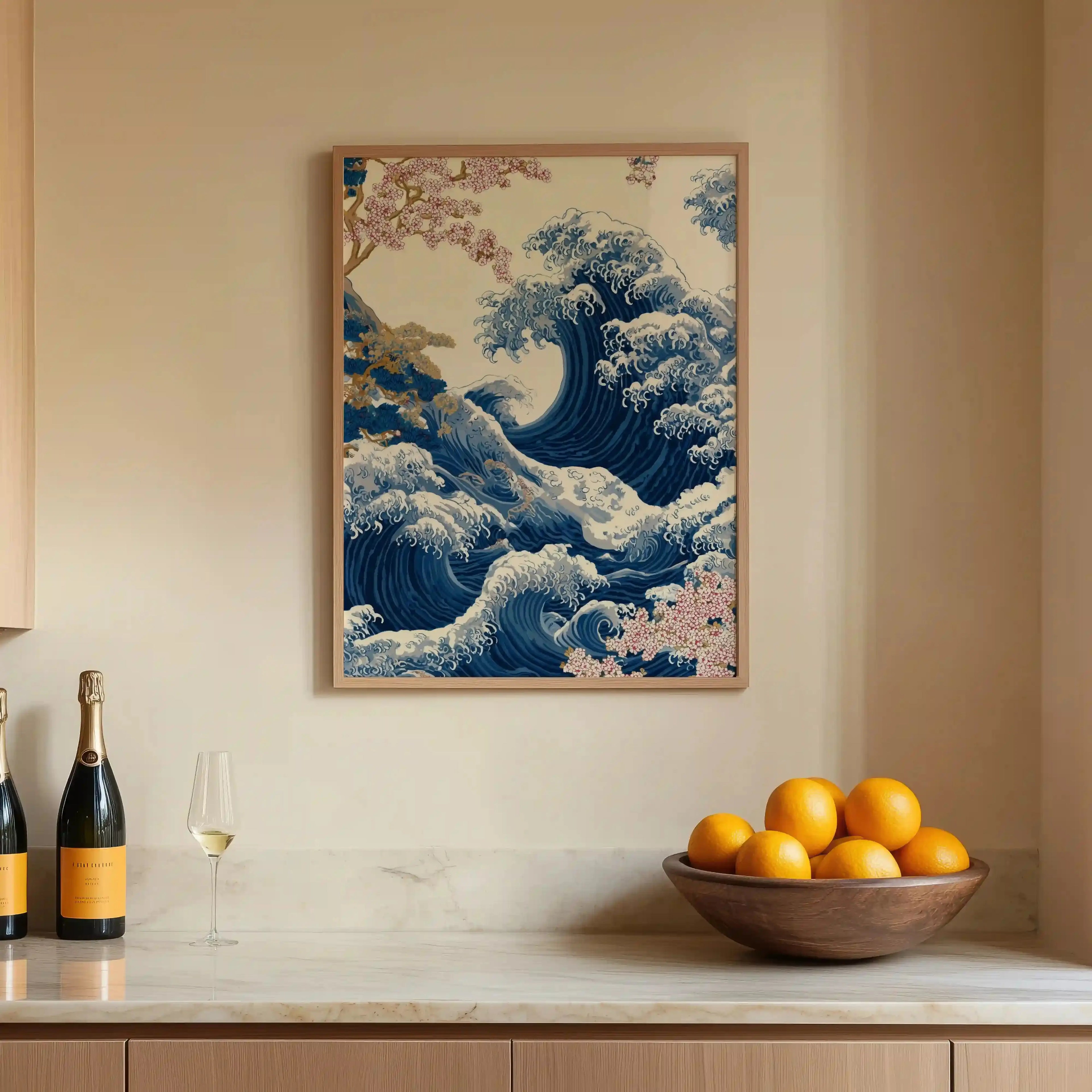 Tableau Vague Japonaise – Sakura & Océan – Art Japonais Mural