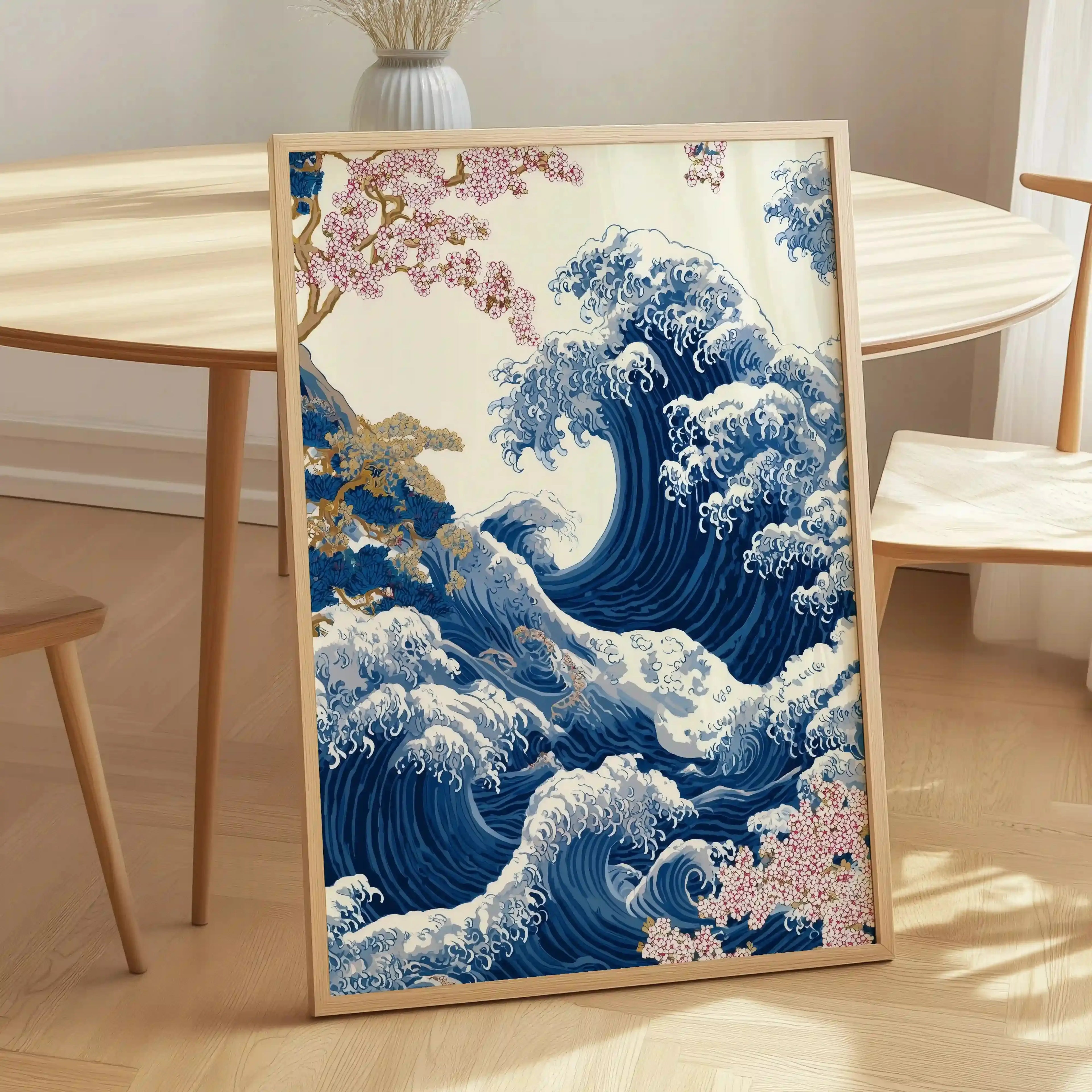 Tableau Vague Japonaise – Sakura & Océan – Art Japonais Mural