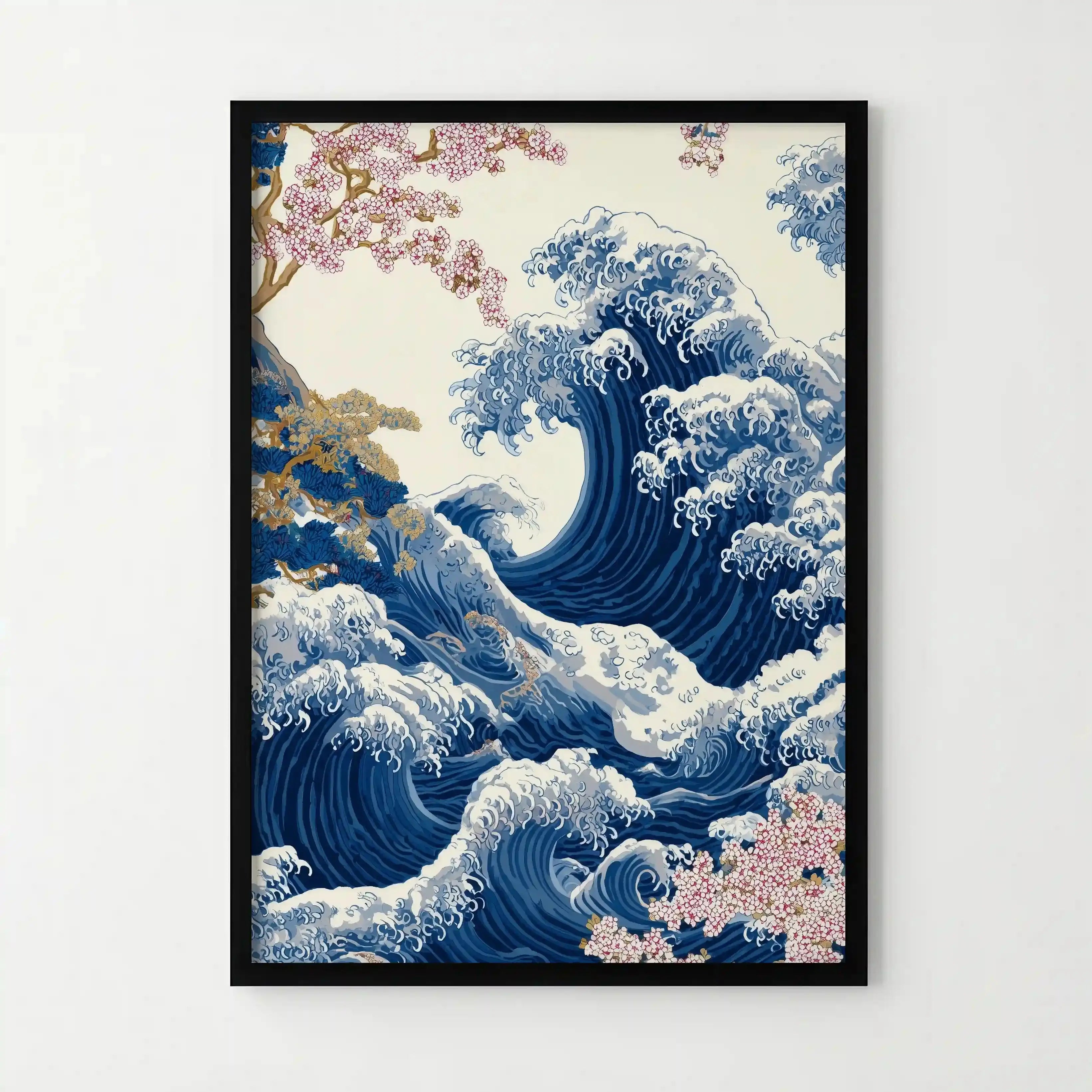 Tableau Vague Japonaise – Sakura & Océan – Art Japonais Mural