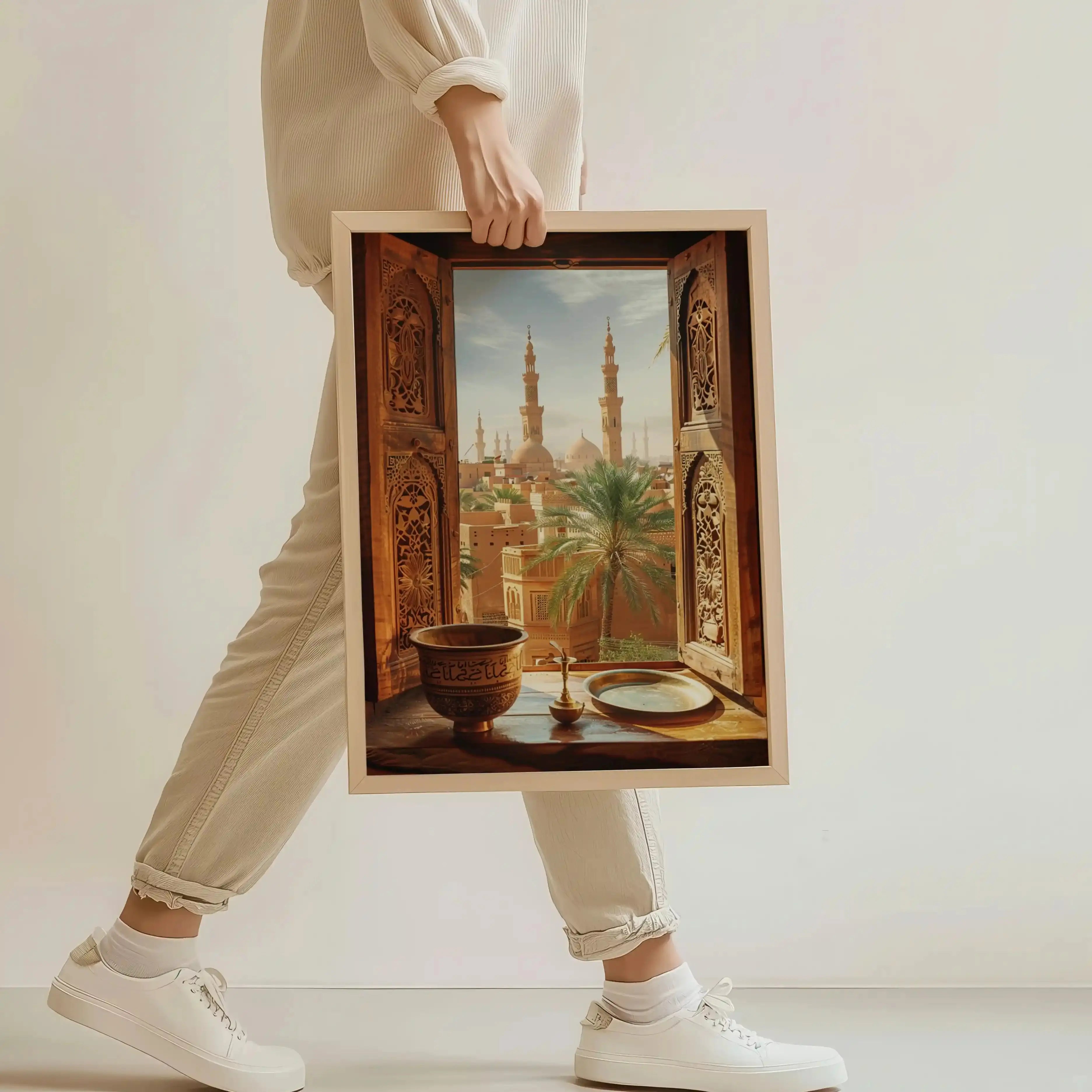 Tableau Egypte – Paysage Oriental à Travers Fenêtre Sculptée Kivura Shop