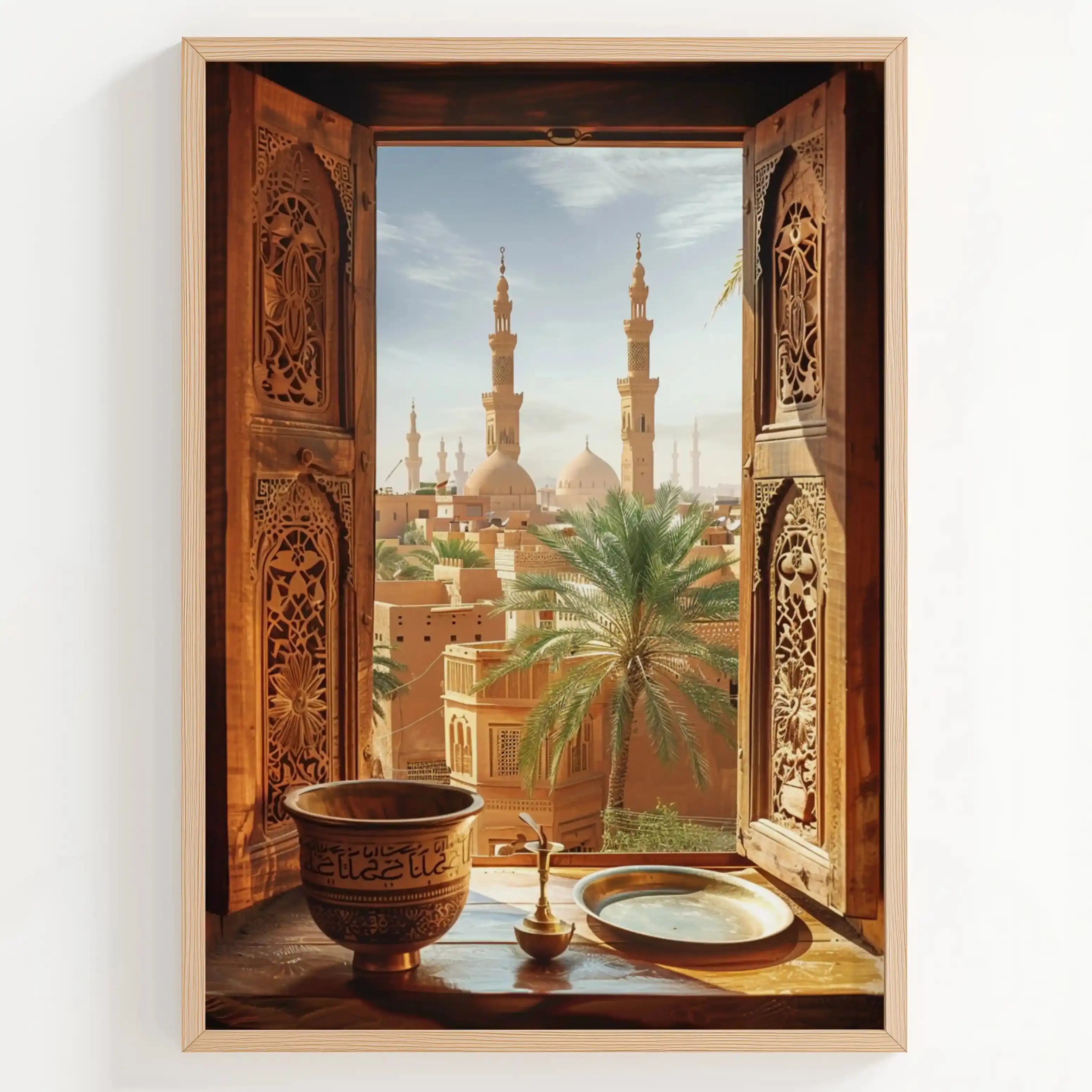 Tableau Egypte – Paysage Oriental à Travers Fenêtre Sculptée Kivura Shop