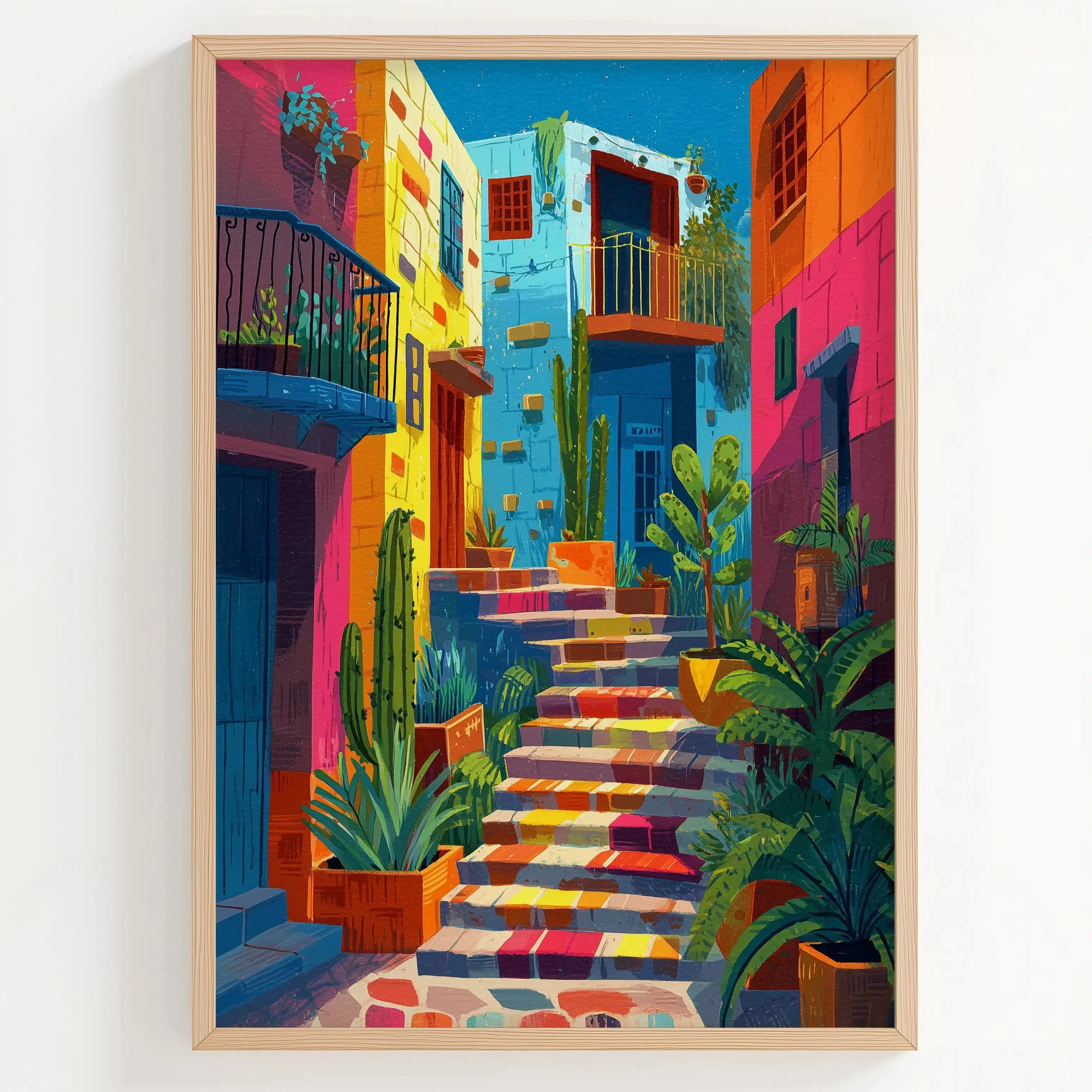 Tableau Décoration Murale – Escalier Tropical – Rue Colorée d’Amérique Latine Kivura Shop